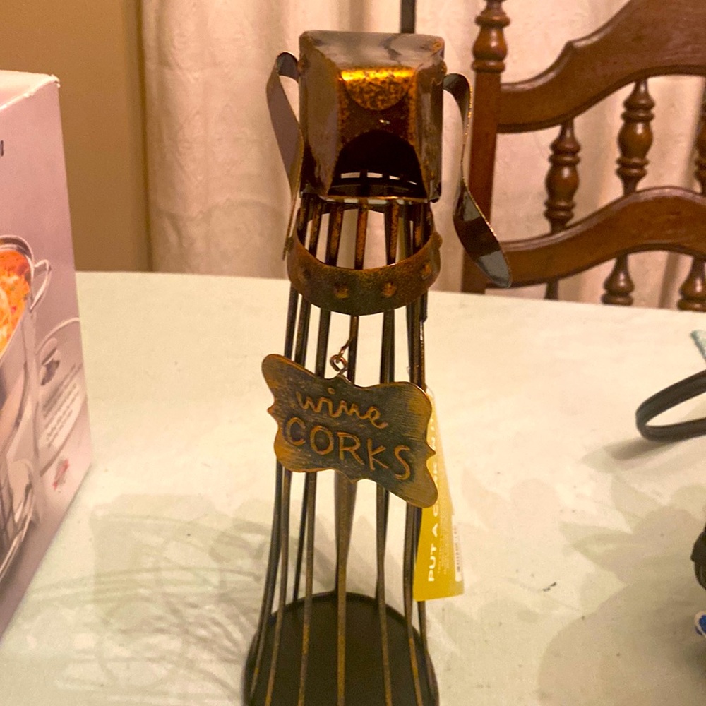 Dog wine cork holder new so Cute 13” l by 5” w